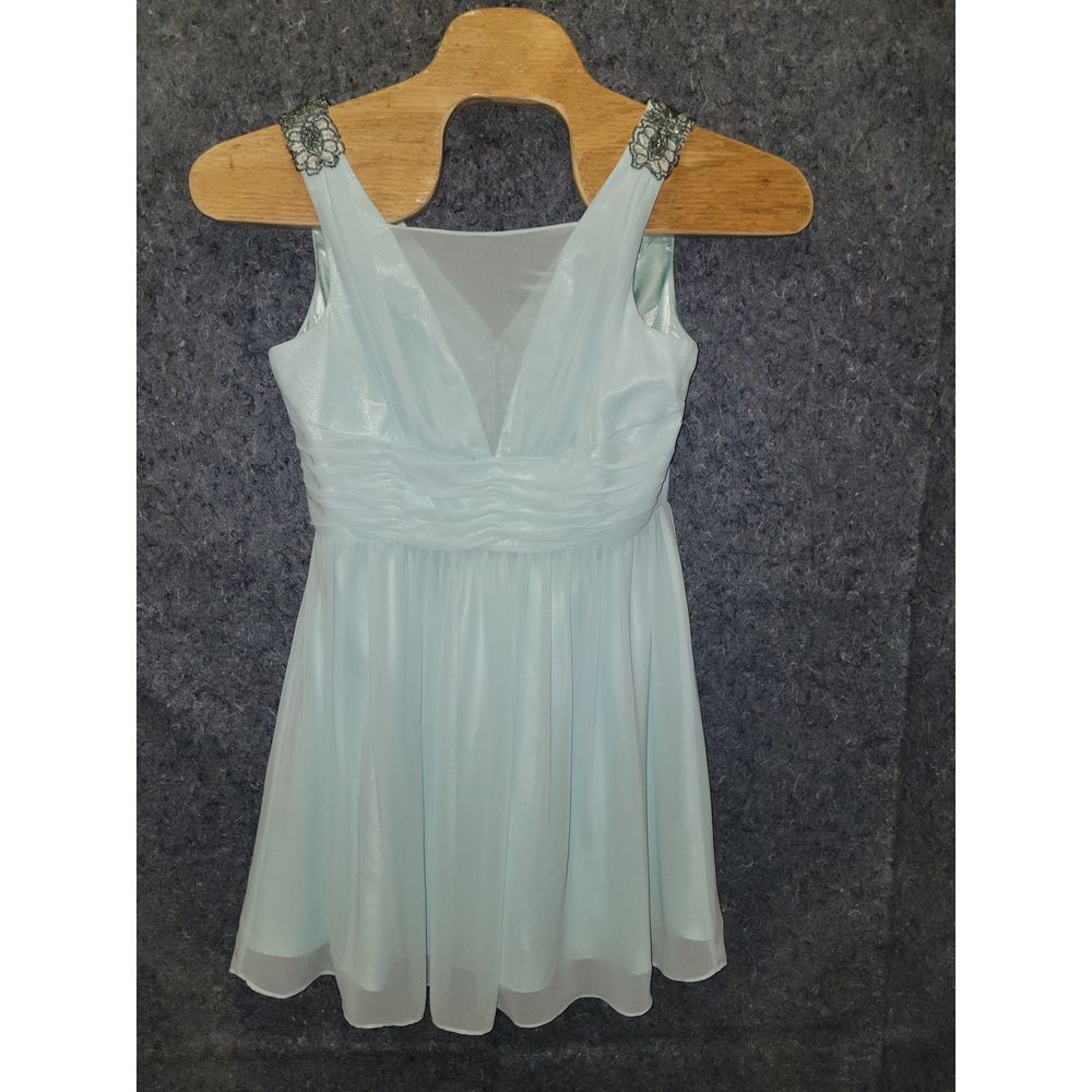 Studio Cocktail Light Teal Shoulder Embellished Shoulders Sleeveless Size‎ 12